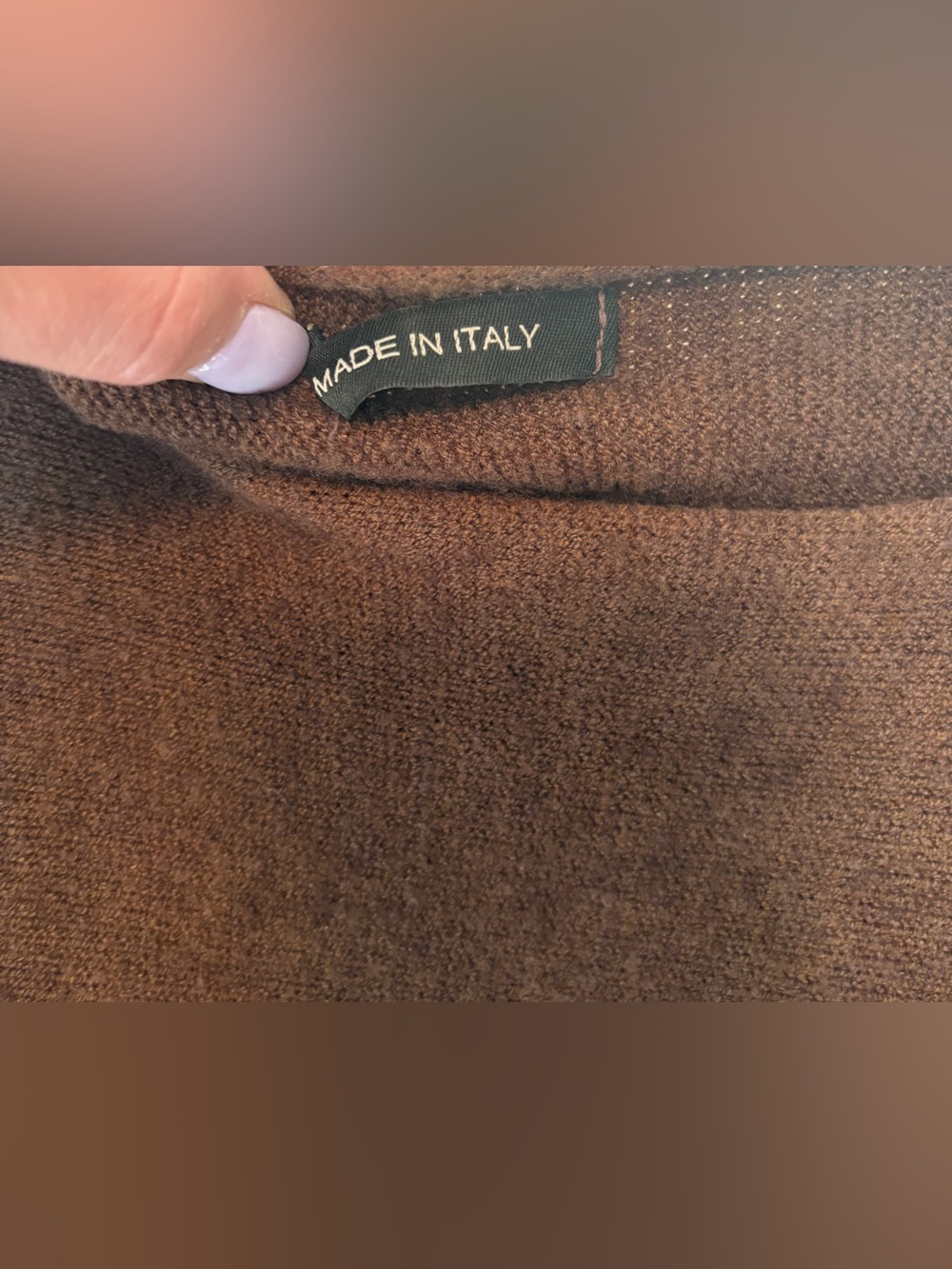 Made in Italy Super Soft Luxury Brown Fine Knit Boatneck Sweater Size Large - Picture 2 of 3